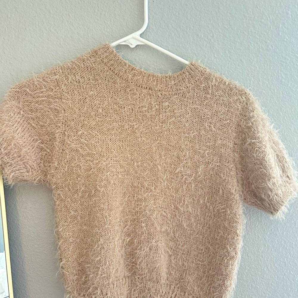Elegant Beige Women's Fuzzy Sweater